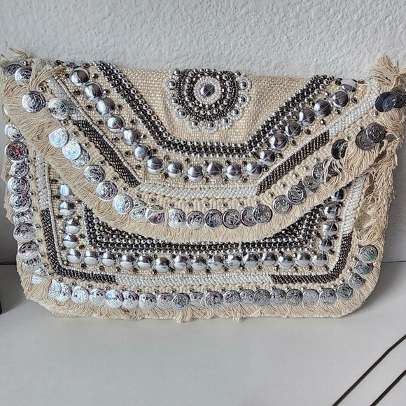 NWT Blue Boho bag coin envelope clutch embroidered hippie sling bag gift her - Picture 9 of 9